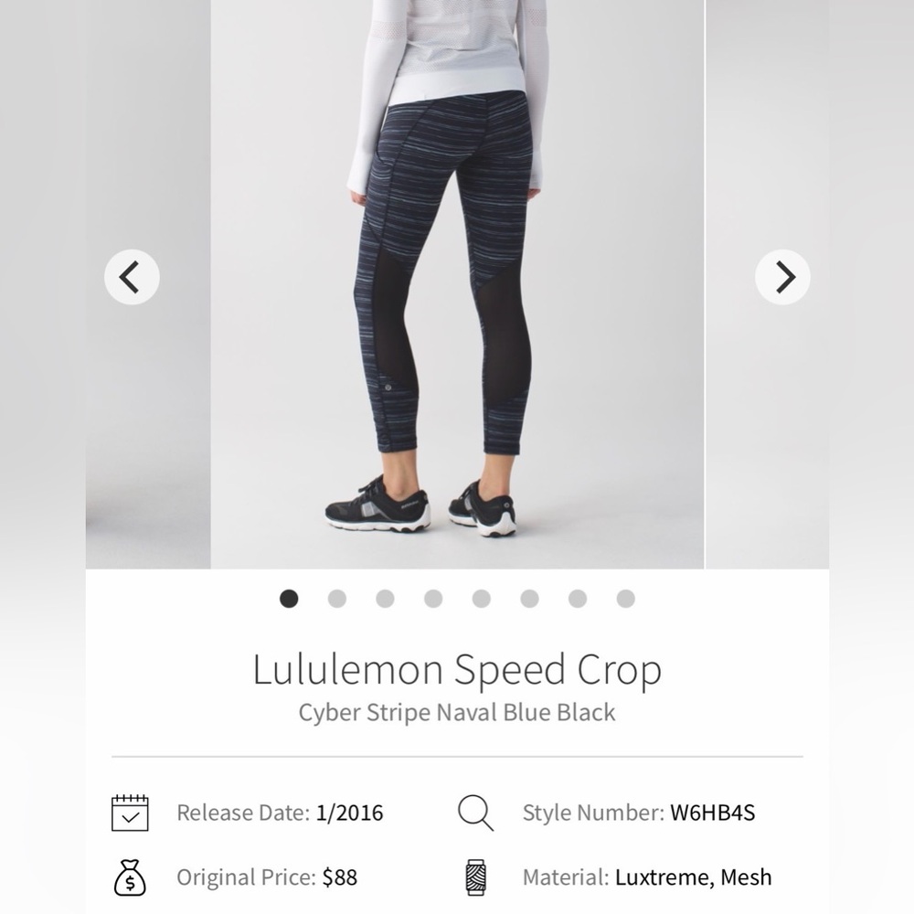 Lululemon Athletica Speed Crop Naval Blue Black Leggings